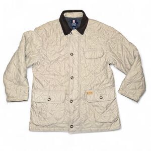 Chaps Ralph Lauren Men’s Quilted Jacket Size Large Beige Tan Corduroy Collar